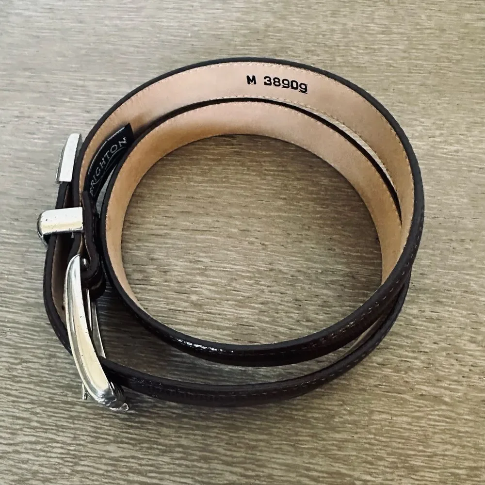 Brighton Silver Brown Leather Belt M